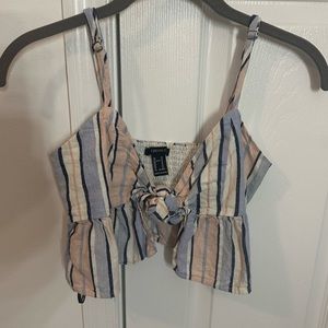 Forever 21 Stripped Tie Front Shirt - Size S